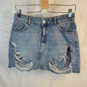 Topshop Moto Light Wash Womens Sz 6 Denim Skirt